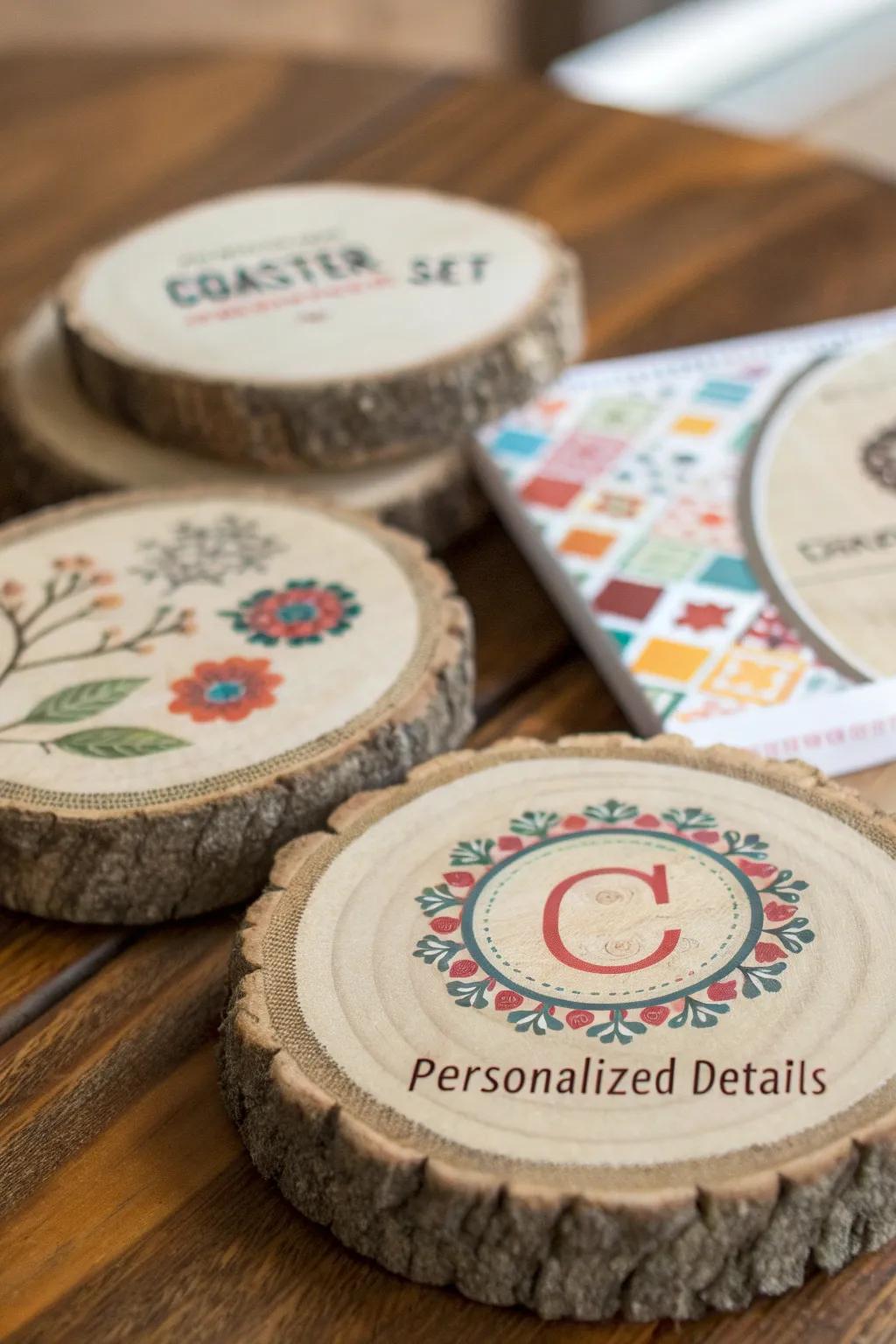 Countryside coaster sets serving as a charming and functional wedding gift