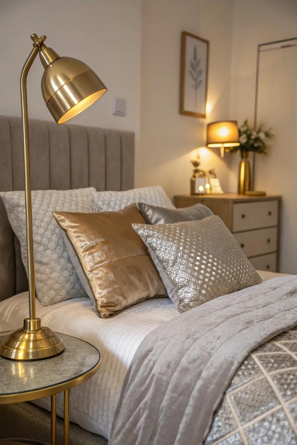 Metal details bringing a touch of glam to cozy spaces.