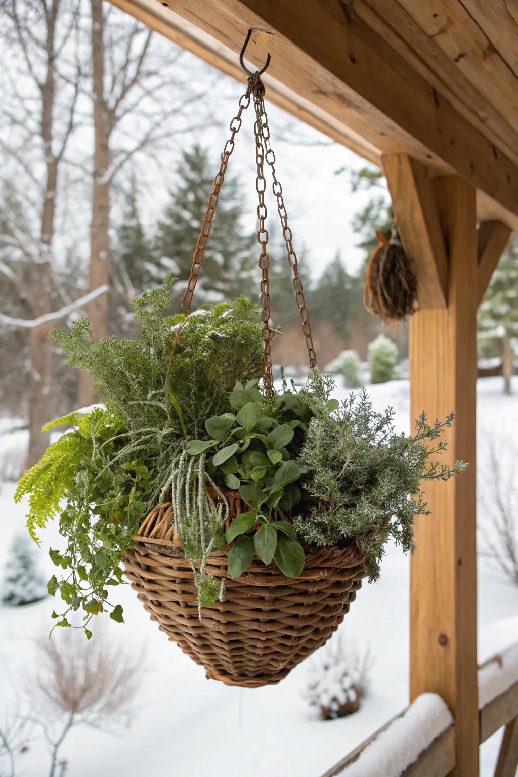 Winter herbs offer both fragrance and greenery.