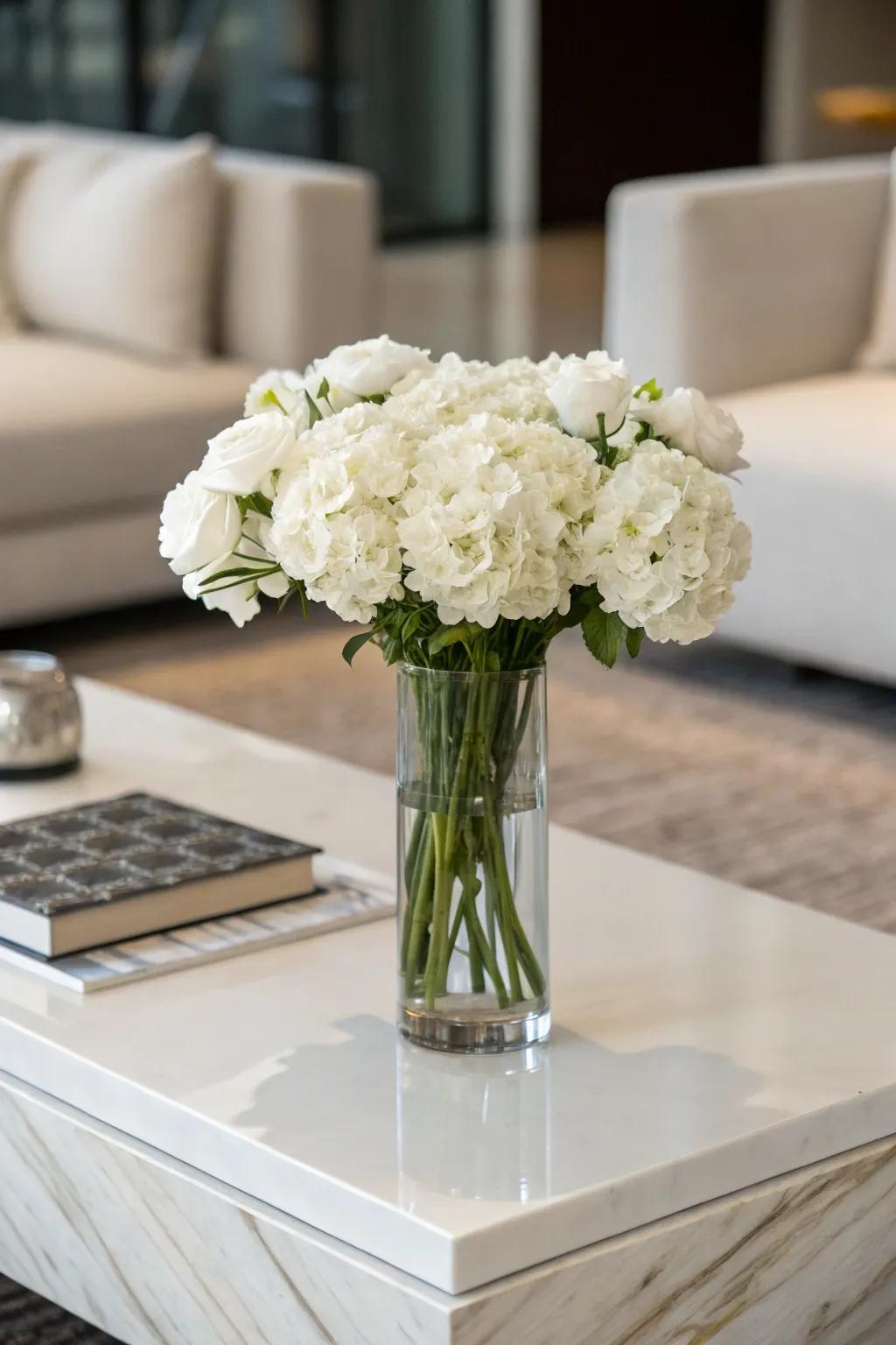 A minimalist pure arrangement offers ageless sophistication.