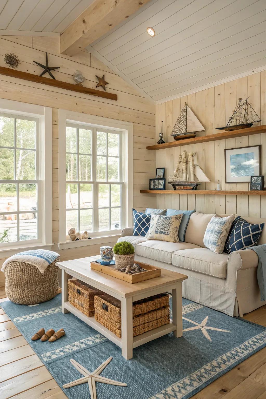 Wood paneling brings modern coastal vibes to your home.
