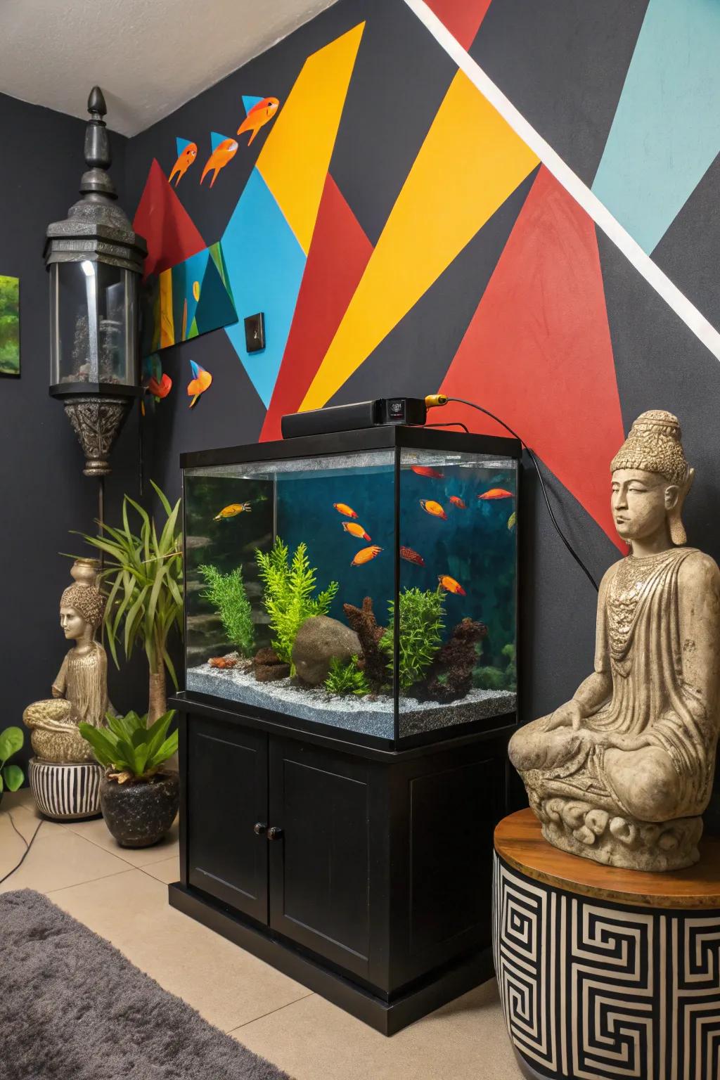 Modern artistry elements morph your tank into a chic focal point.