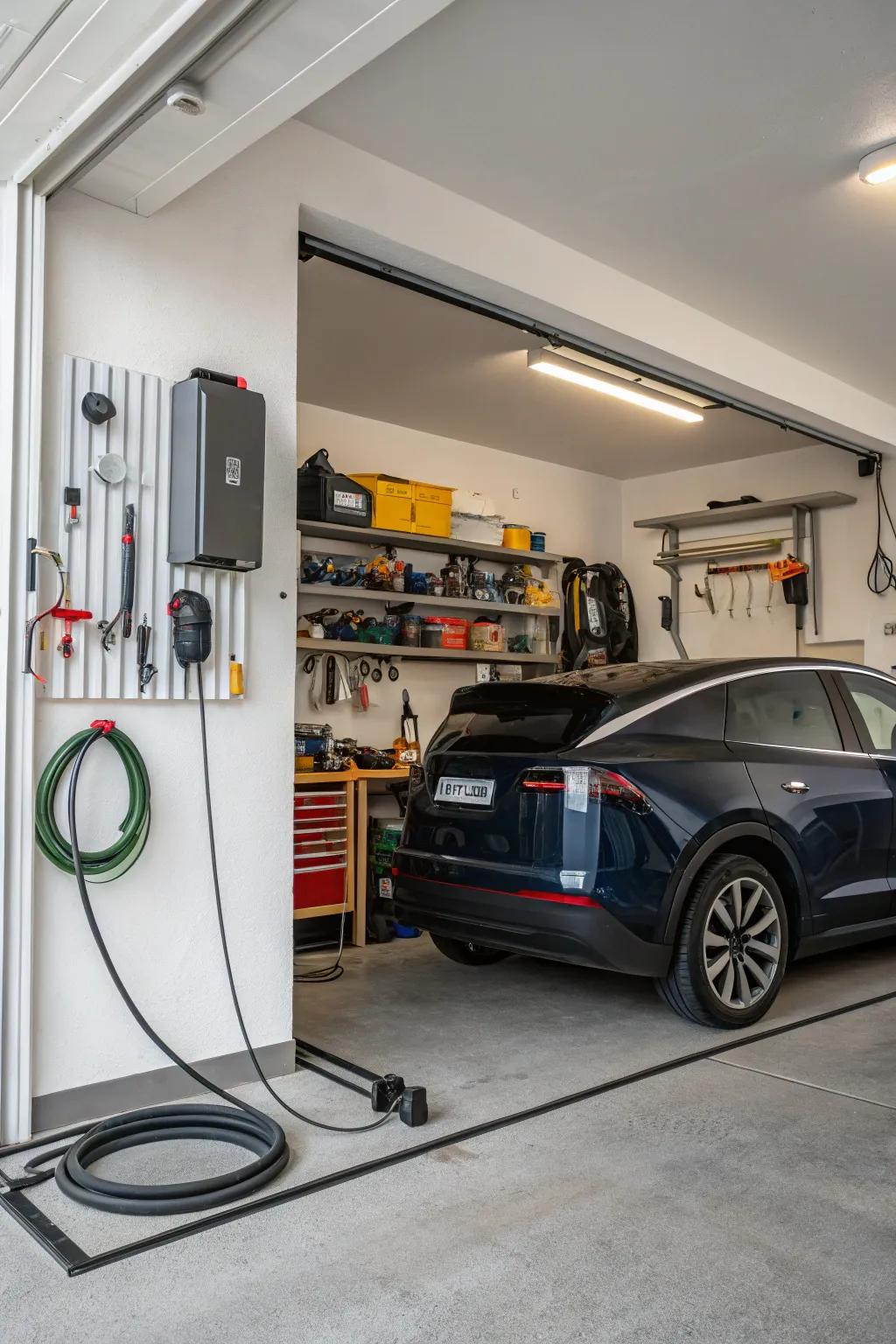 A recharging hub adds convenience to your modern garage.