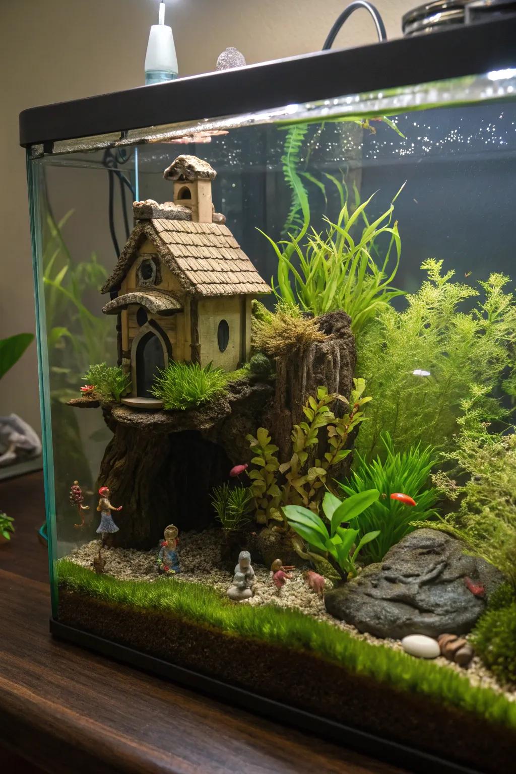 An aquatic fairy garden adds whimsy and magic to your tank.