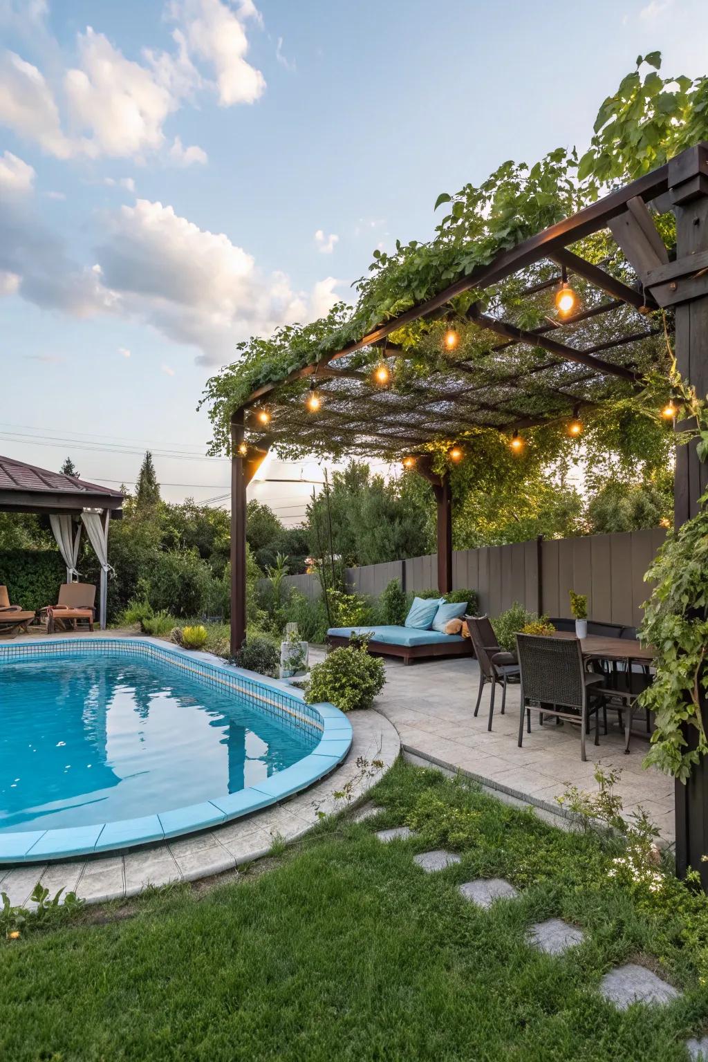 A pergola offers both shade and visual appeal.