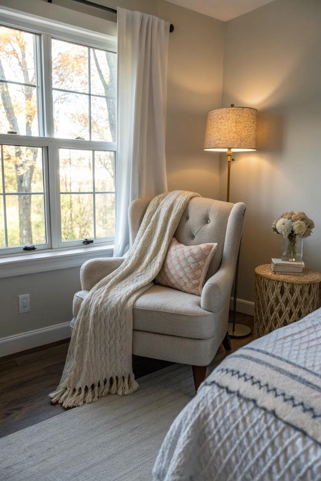 A snug recess proffers an intimate haven.