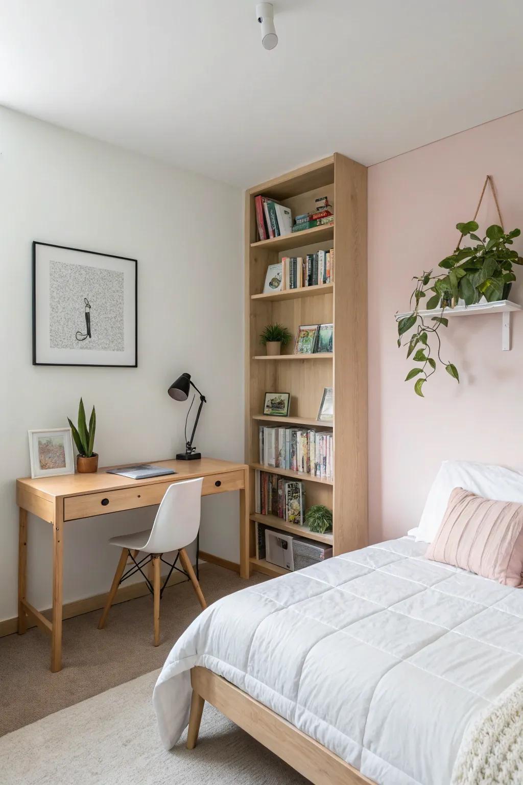 Minimalist design establishing a tranquil and conducive atmosphere.