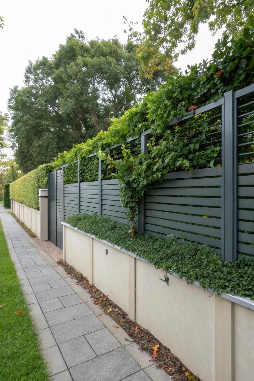 Short fences augment elevation to existing garden parapets.
