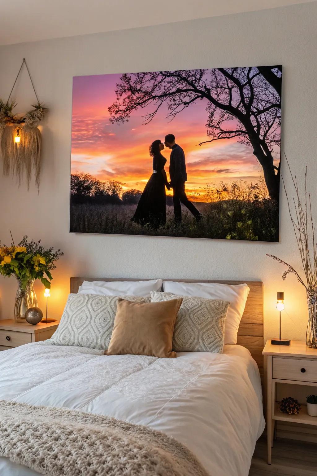 A sunset painting radiates love and tranquility.