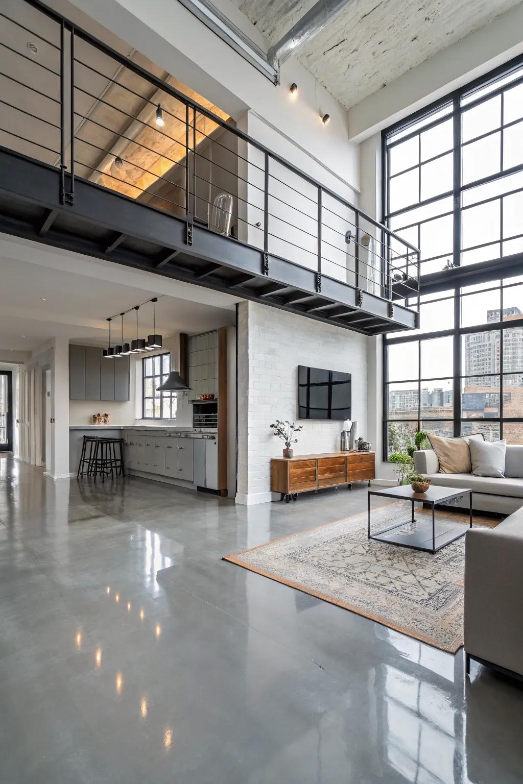 Glossy epoxy-coated floors for modern spaces.