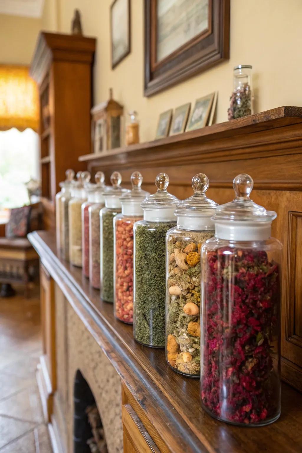 Scented vintage-inspired glass jars infuse your home with delightful aromas.