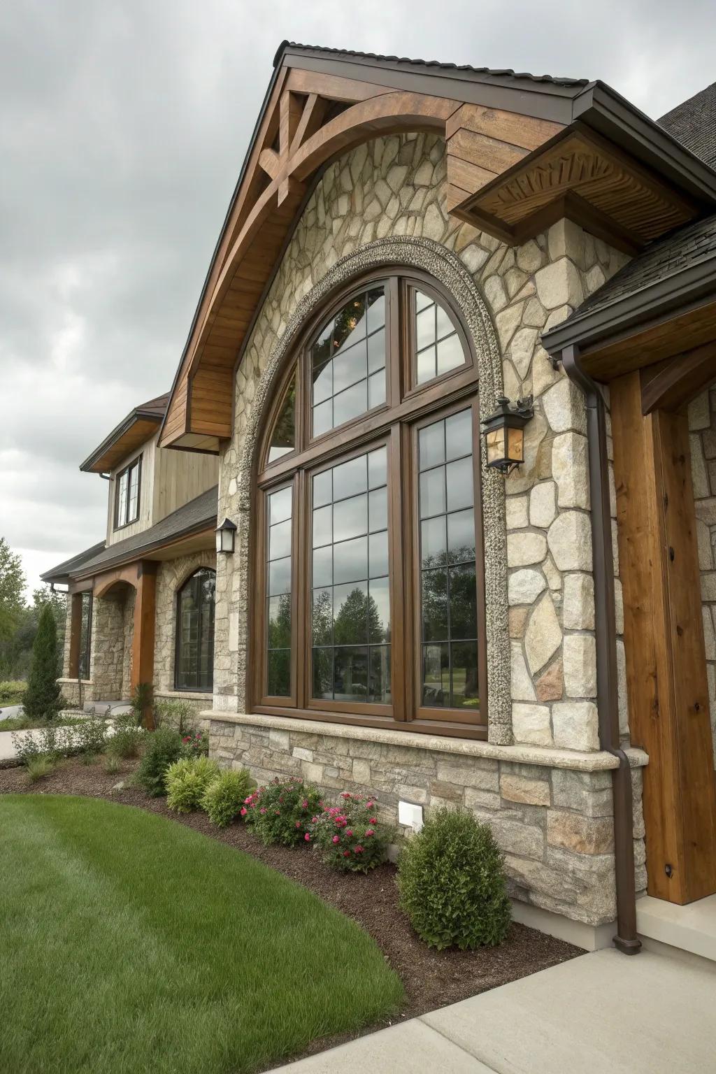 Mixing substances like timber and stone adds unique texture and style.