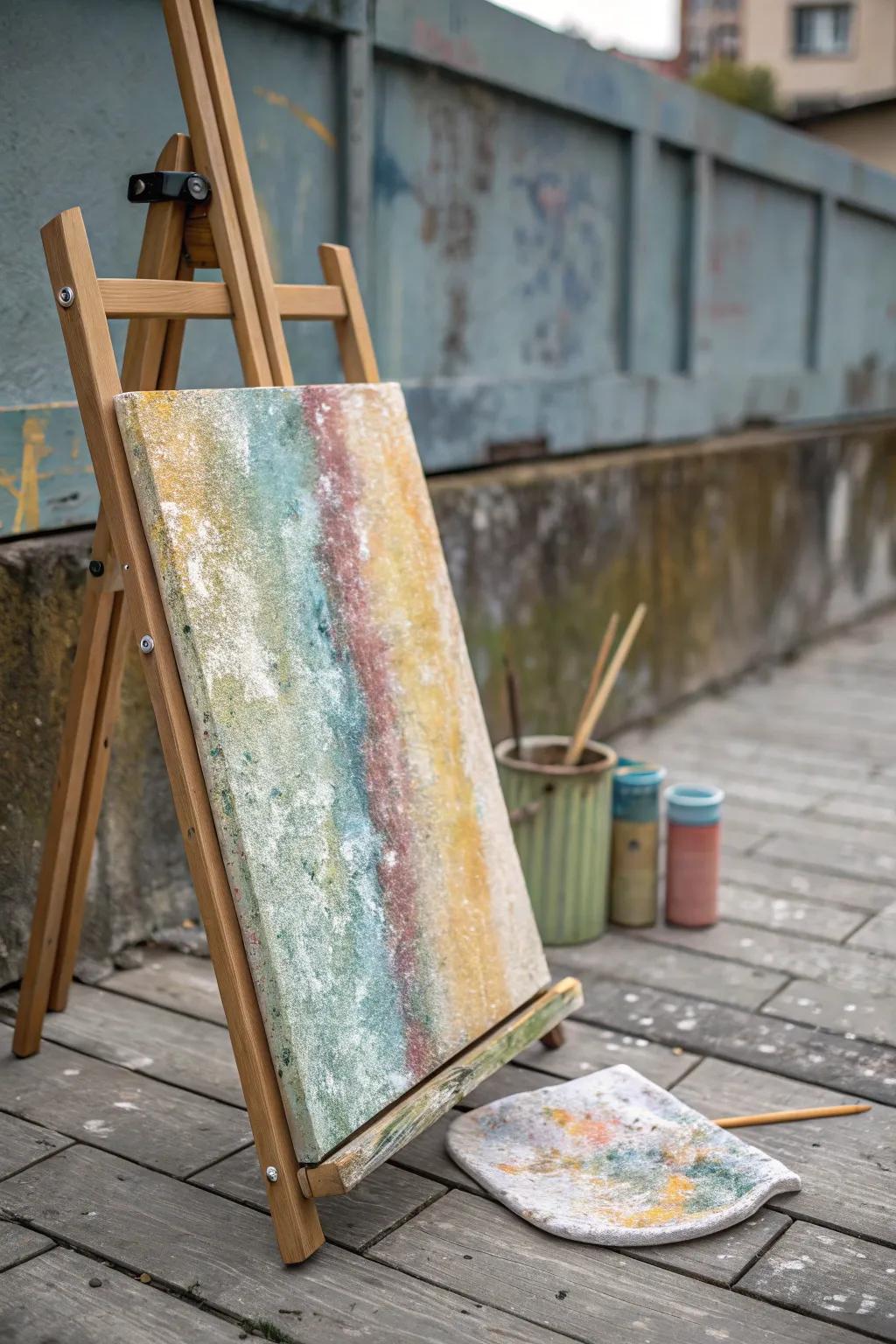 Exude individuality through a distressed, textured backdrop. <strong><em>Exude individuality!</em></strong>” loading=”lazy” class=”pimg”>
	</picture><figcaption>Exude individuality through a distressed, textured backdrop. <strong><em>Exude individuality!</em></strong></figcaption></figure>
<p>For a more rugged aesthetic, employ a sponge to daub paint onto your canvas, engendering a distressed, textured backdrop that emanates individuality. <strong><em>Individuality defined!</em></strong></p>
<h3>You might like:</h3>
<ul class=