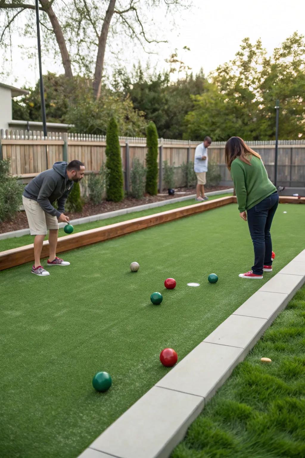 Introduce enjoyment and games to your backyard using a bocce ball area.