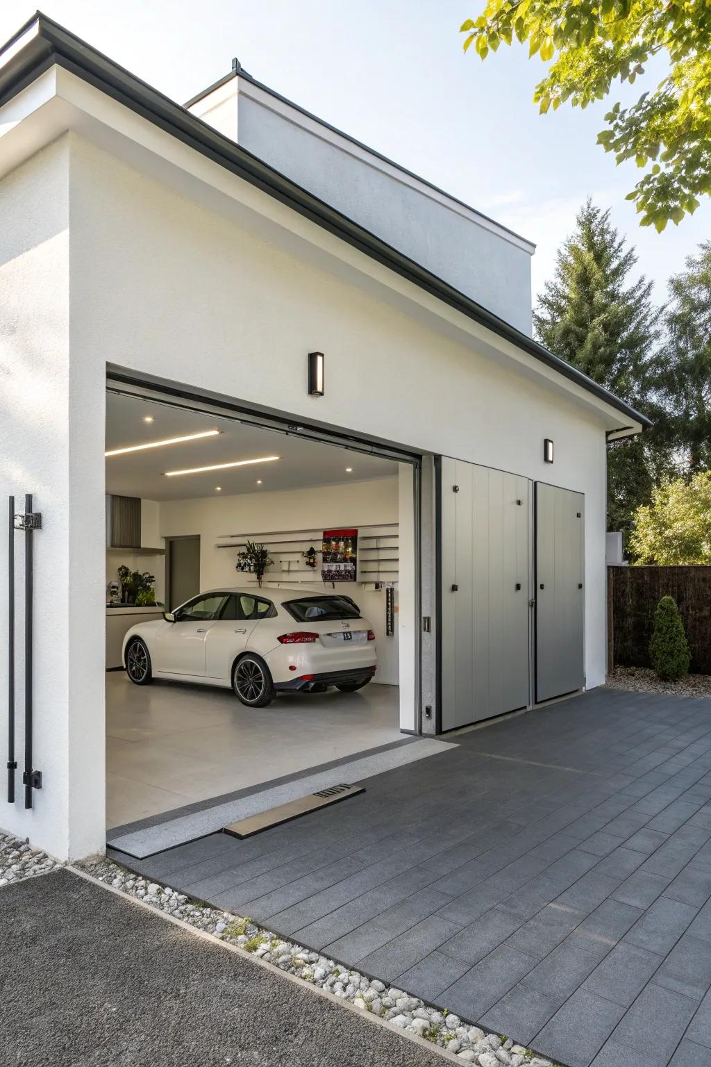 A contemporary simple garage blueprint offering a sleek and modern aesthetic.