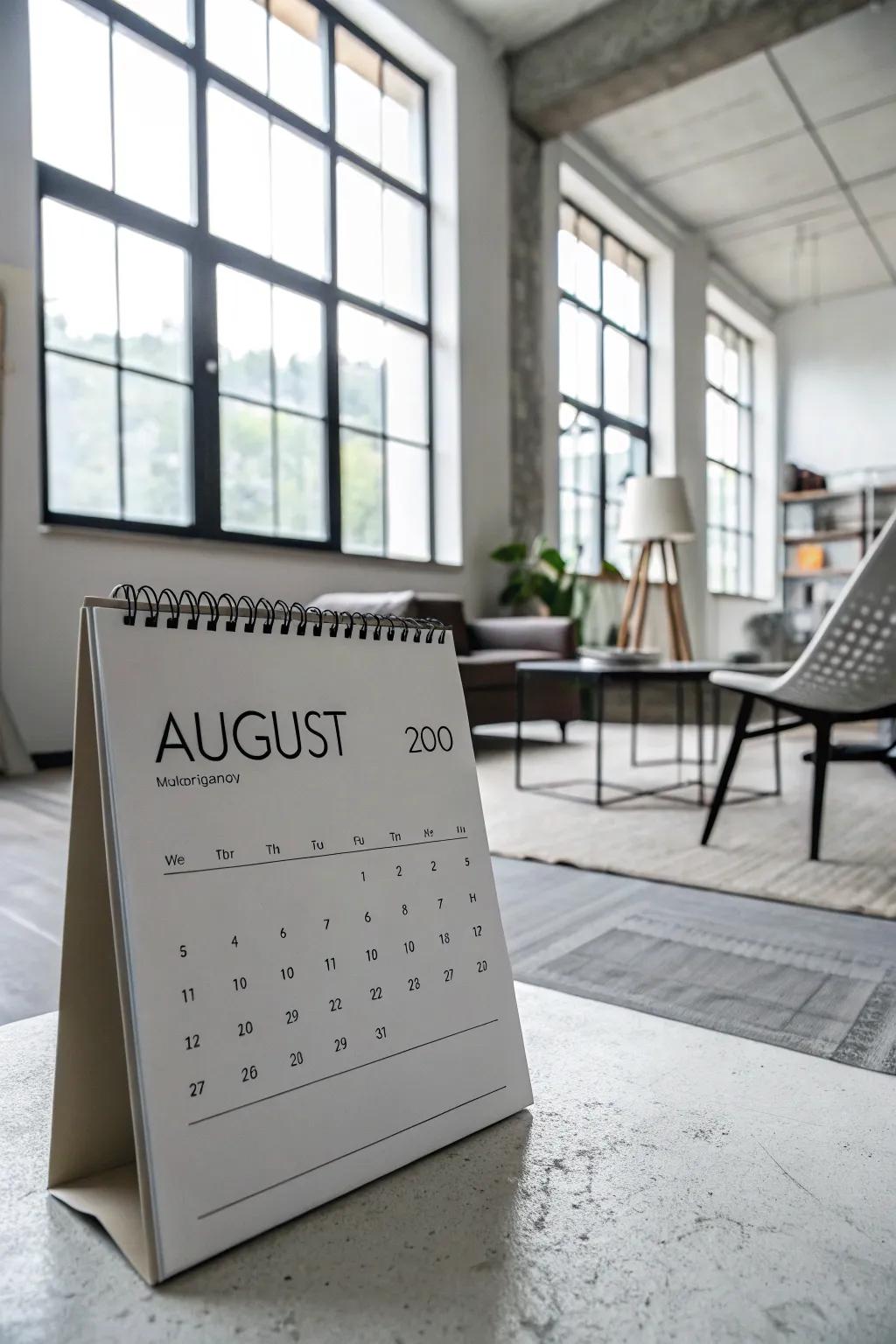 Embrace simplicity using effortless subtlety in your calendar.