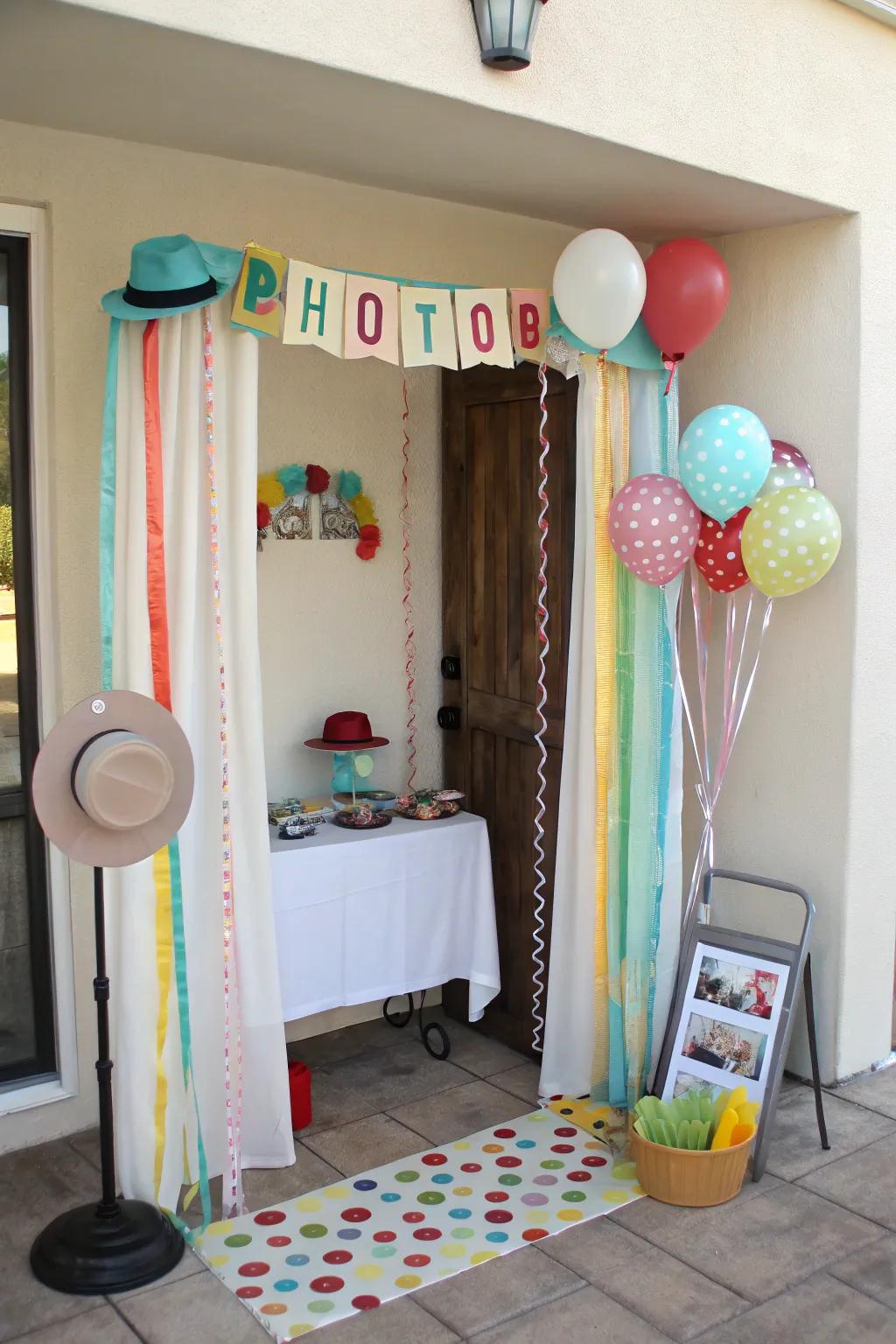 A DIY photo station offers a fun and interactive welcome experience.