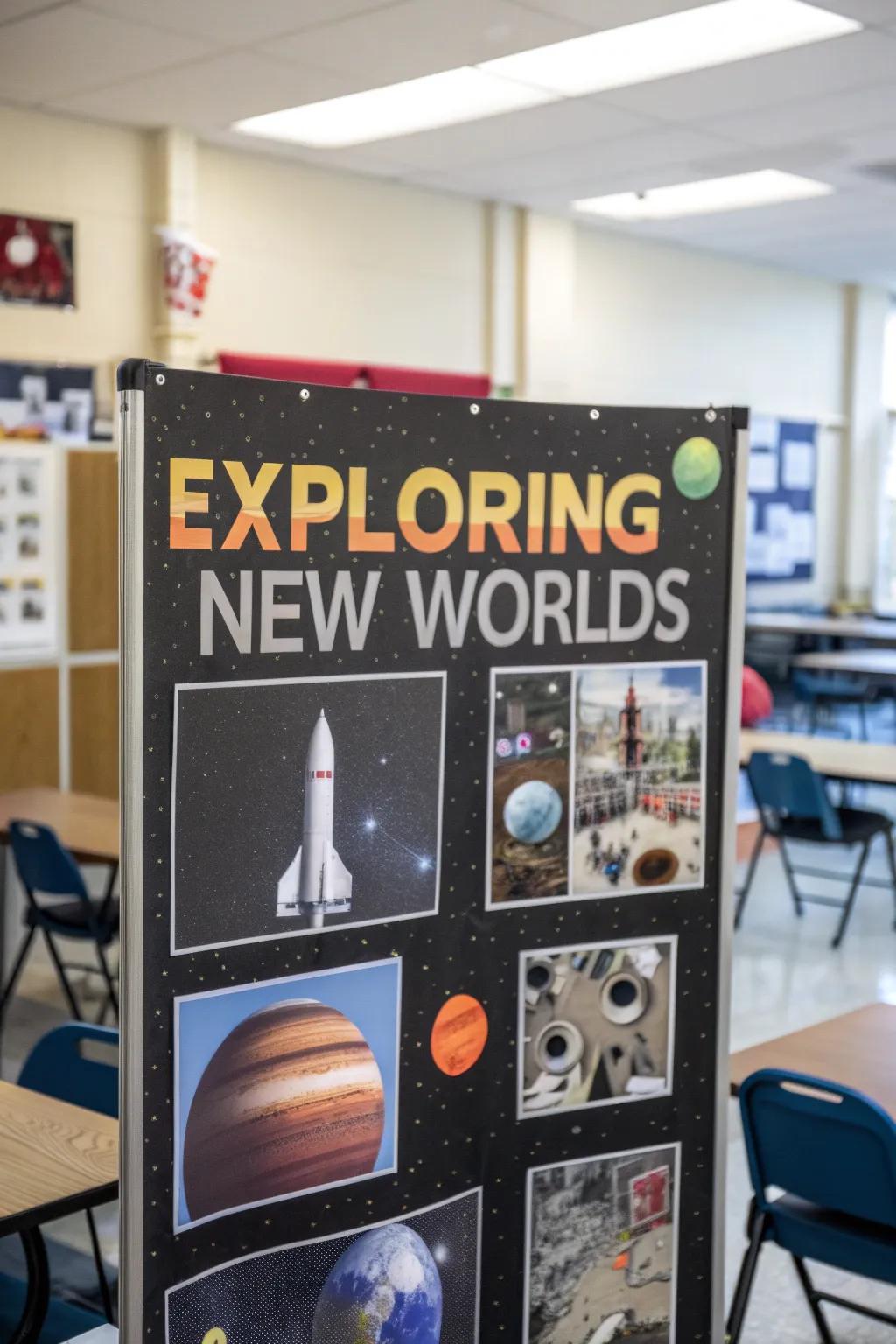 A space-centered design to promote interest in the universe.