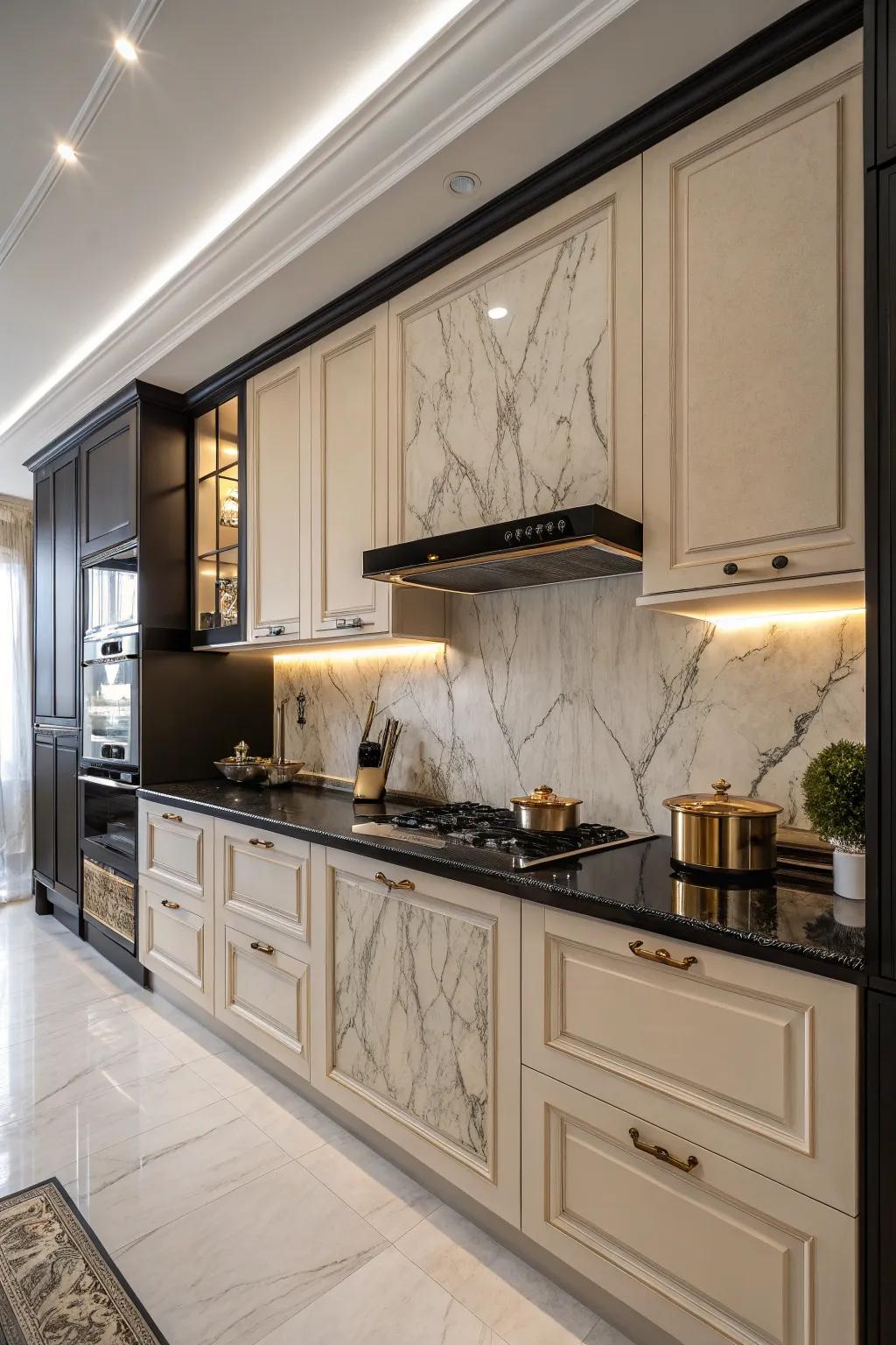 Stone backsplashes present ageless beauty.