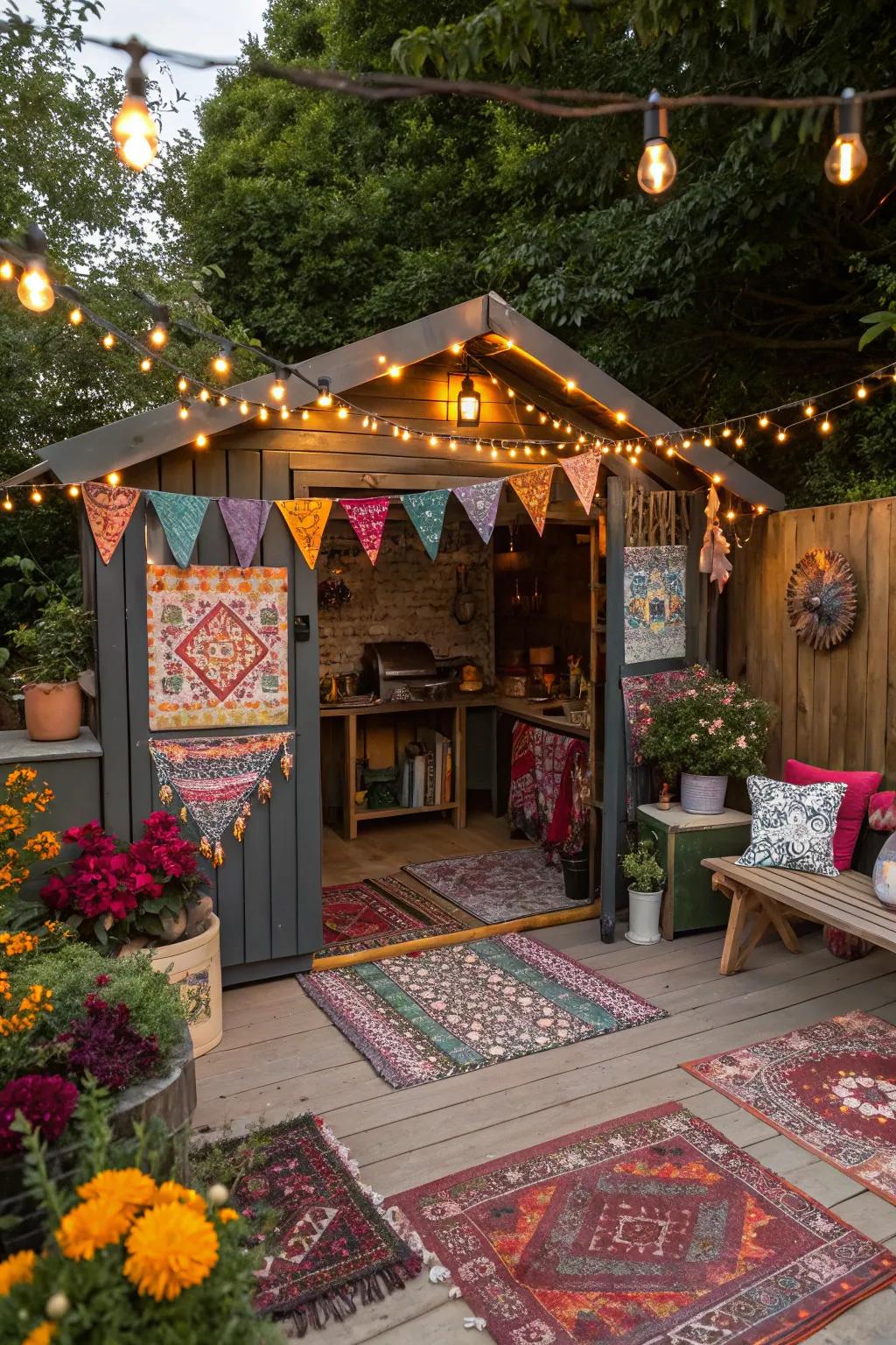 Bohemian charm: a grilling station featuring diverse style.