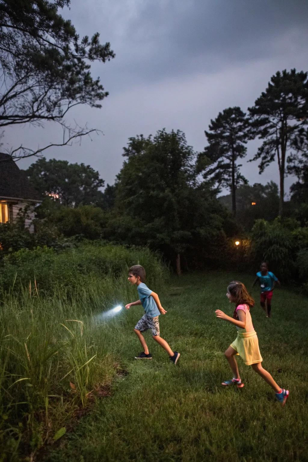 Flashlight tag bestows playful anticipation on the evening.