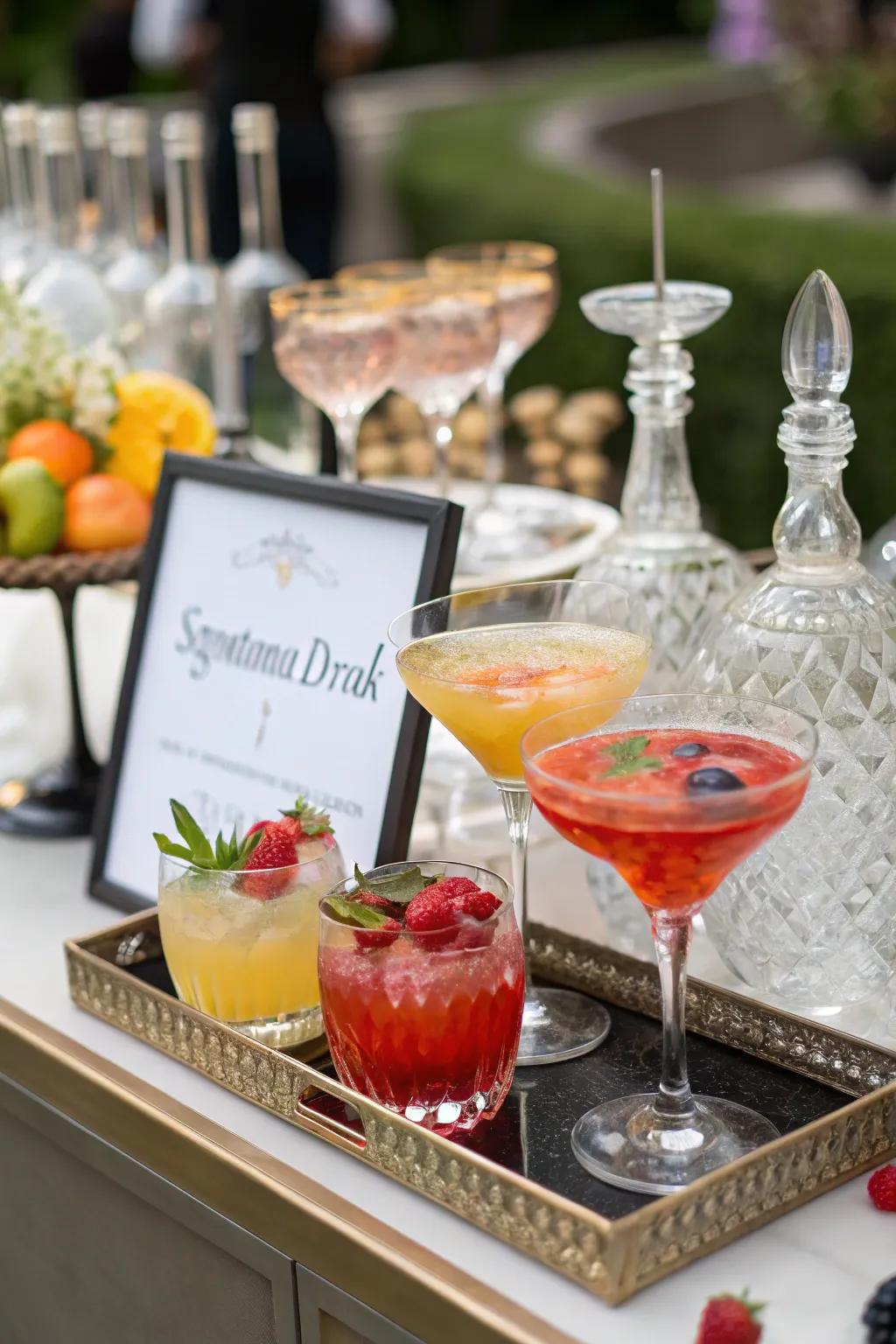 A custom drink station adds a personal flair to the celebration.