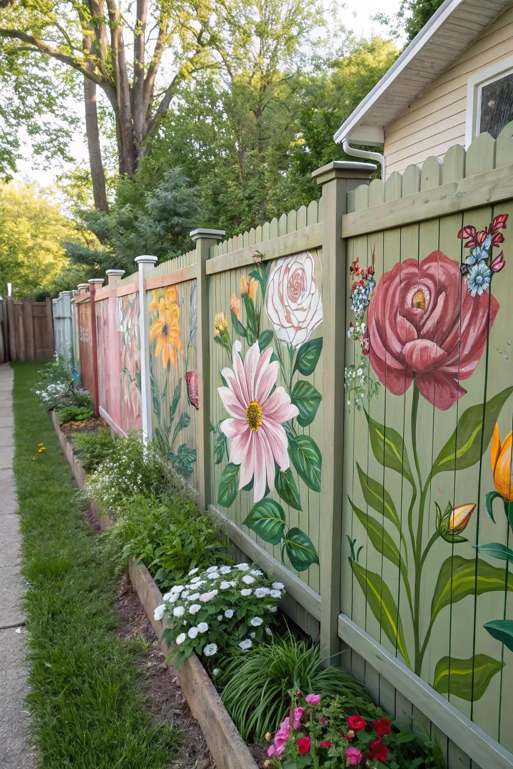 Layered blooms create a stunning 3D effect on your fence.
