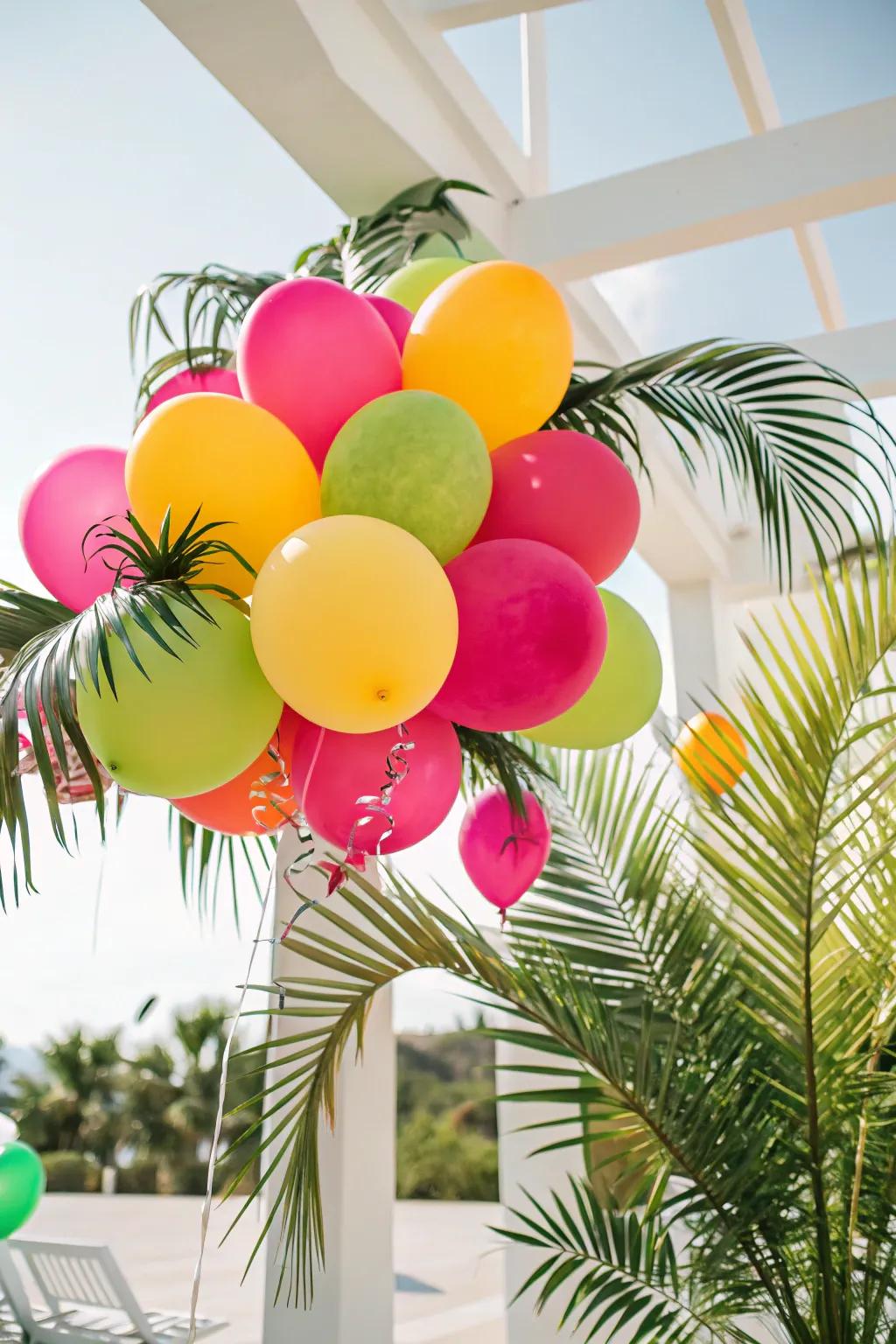 A tropical-themed balloon display that brings a bright paradise to every space.
