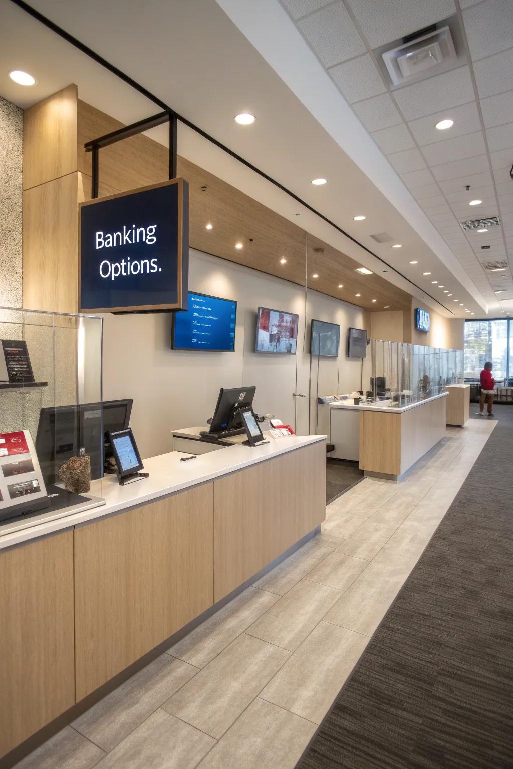 Custom signage promotes brand identity and guides customers.