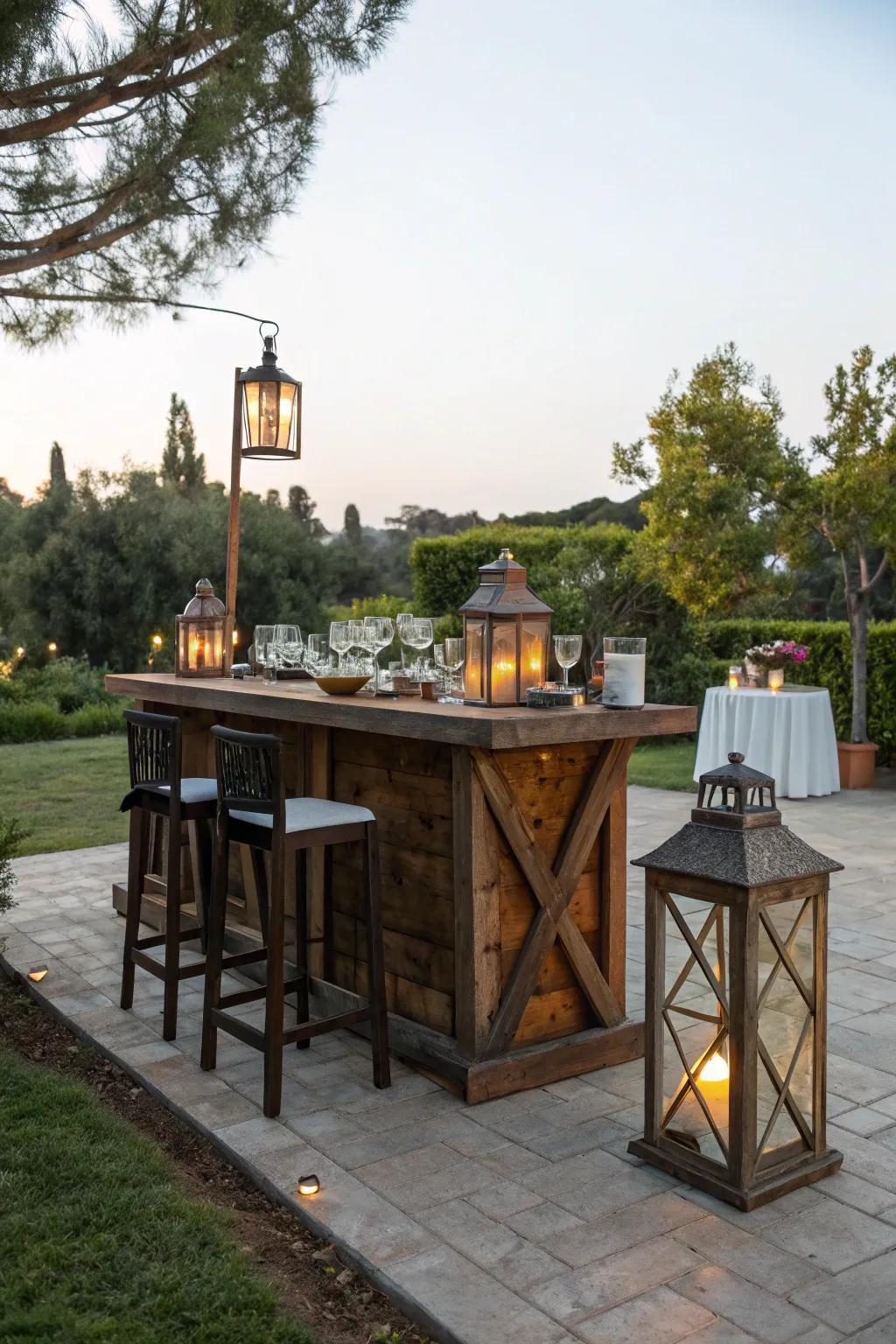 An al fresco bar is ideal for soaking up the fresh air.