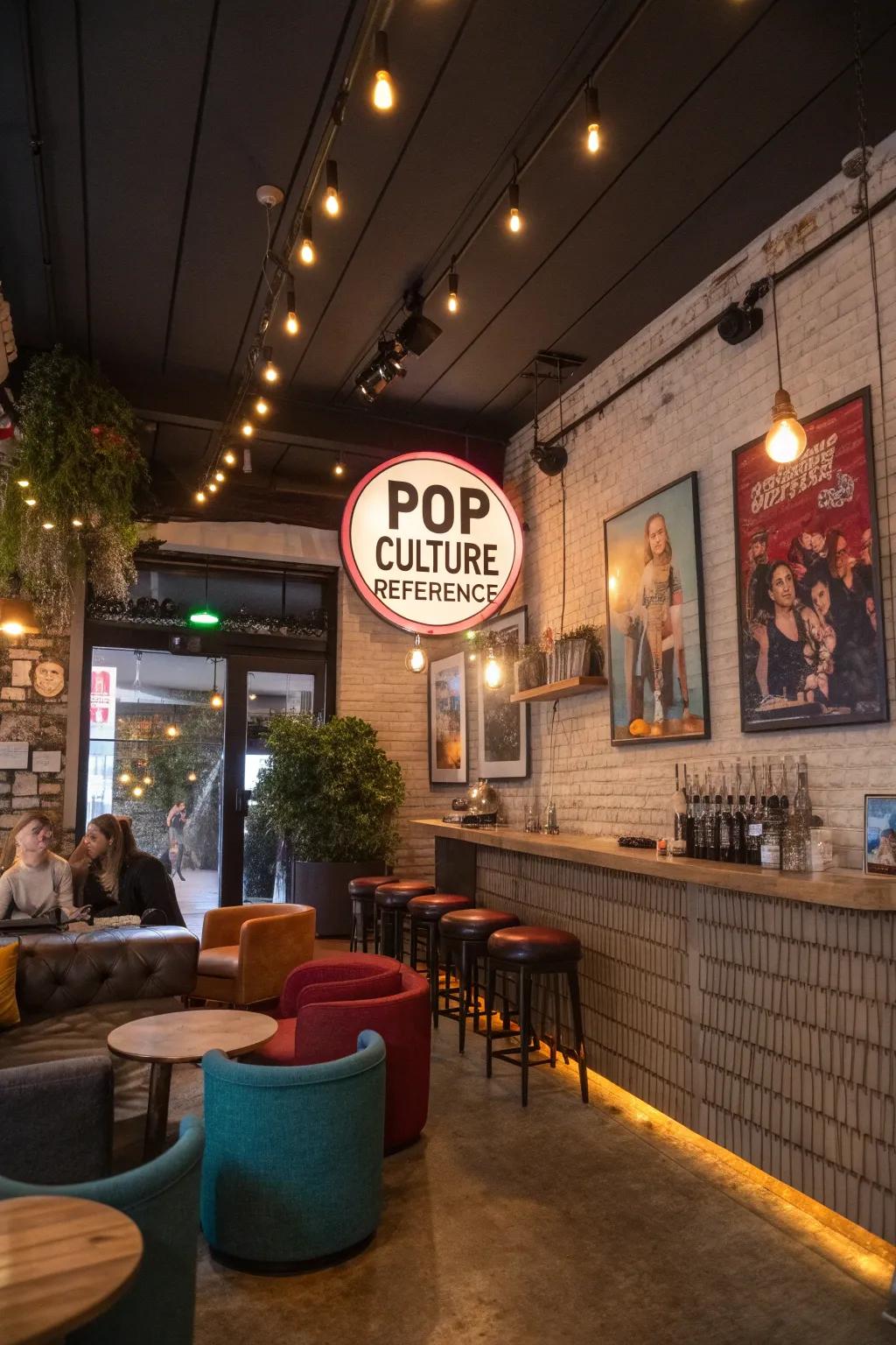 Pop culture reference signs add a fun and modern twist.