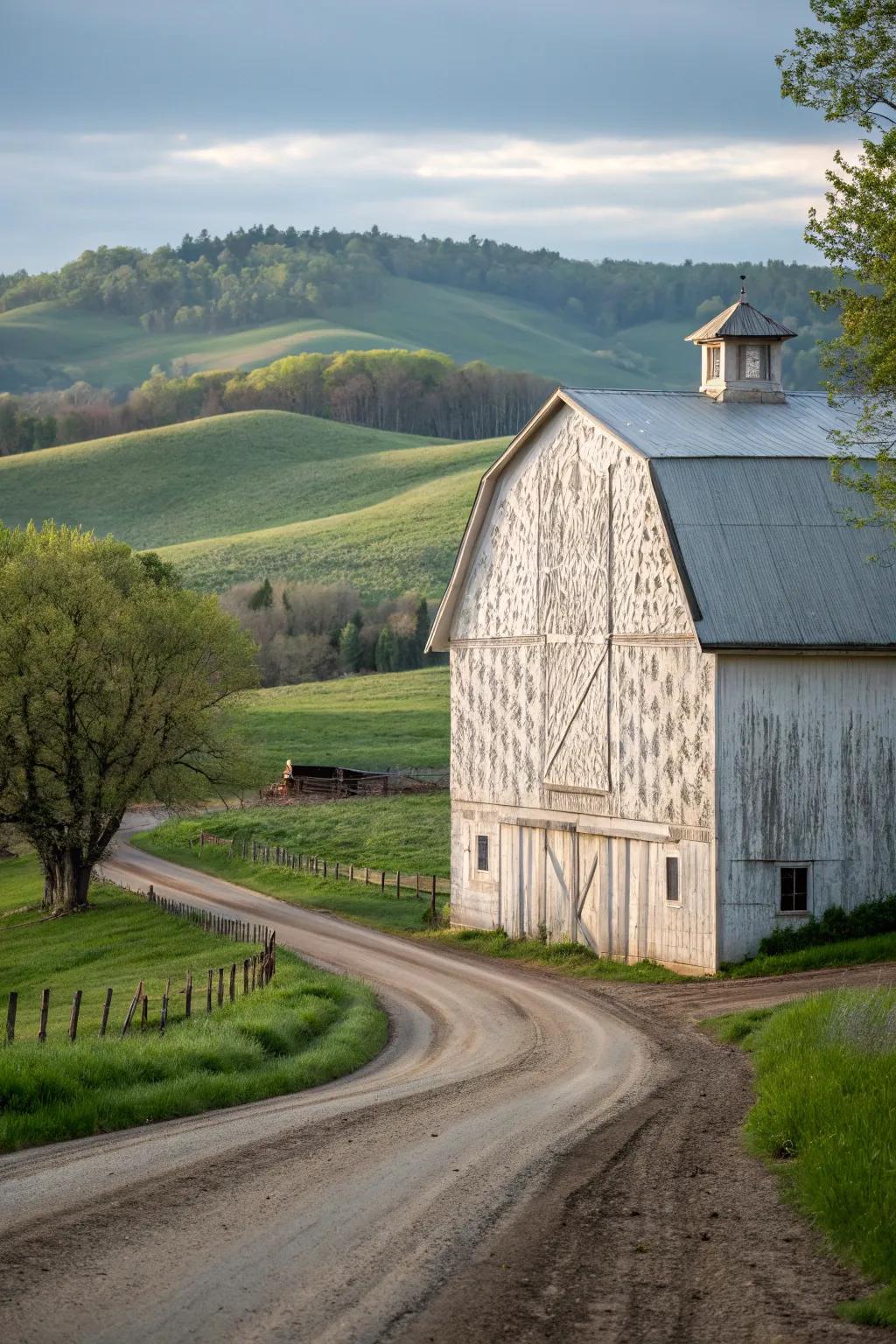 A barn displaying a distinct crinkle texture finish that adds depth and character.