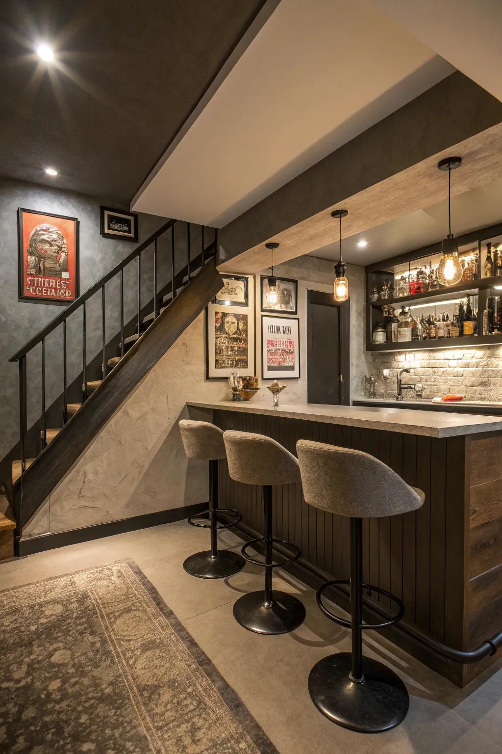 Make the most of your space with an under-the-staircase bar.