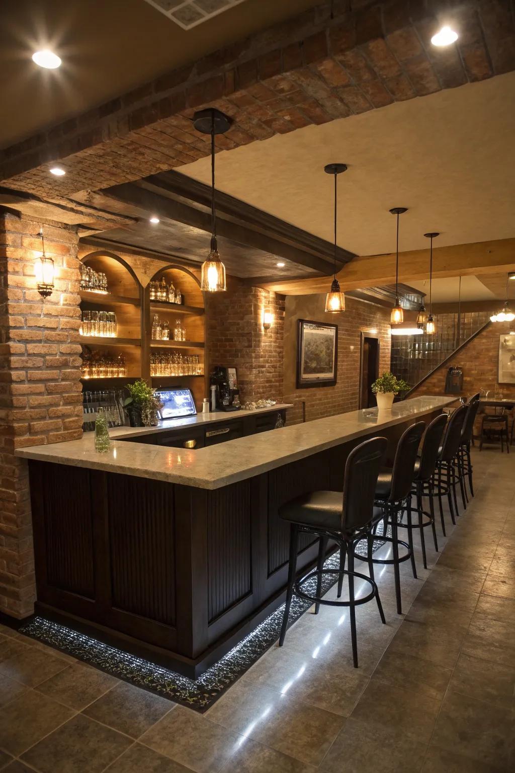 A basement bar that enhances social events.