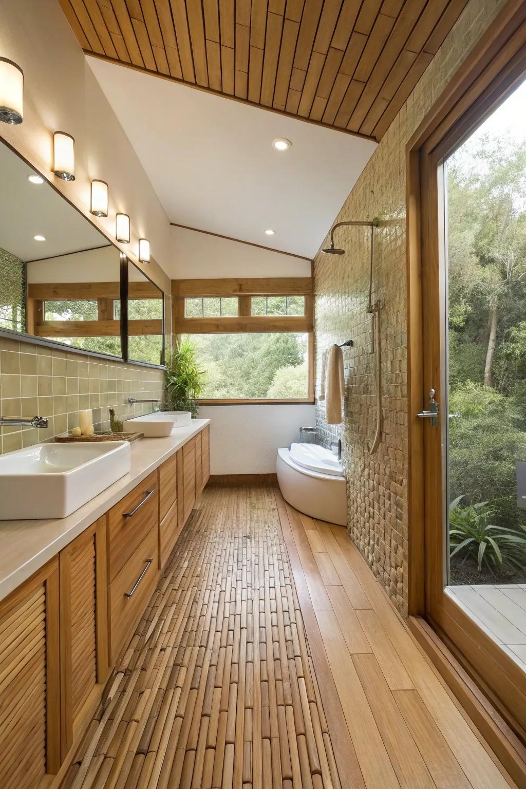 Lasting materials offer a beautiful and environmentally friendly bathroom design.