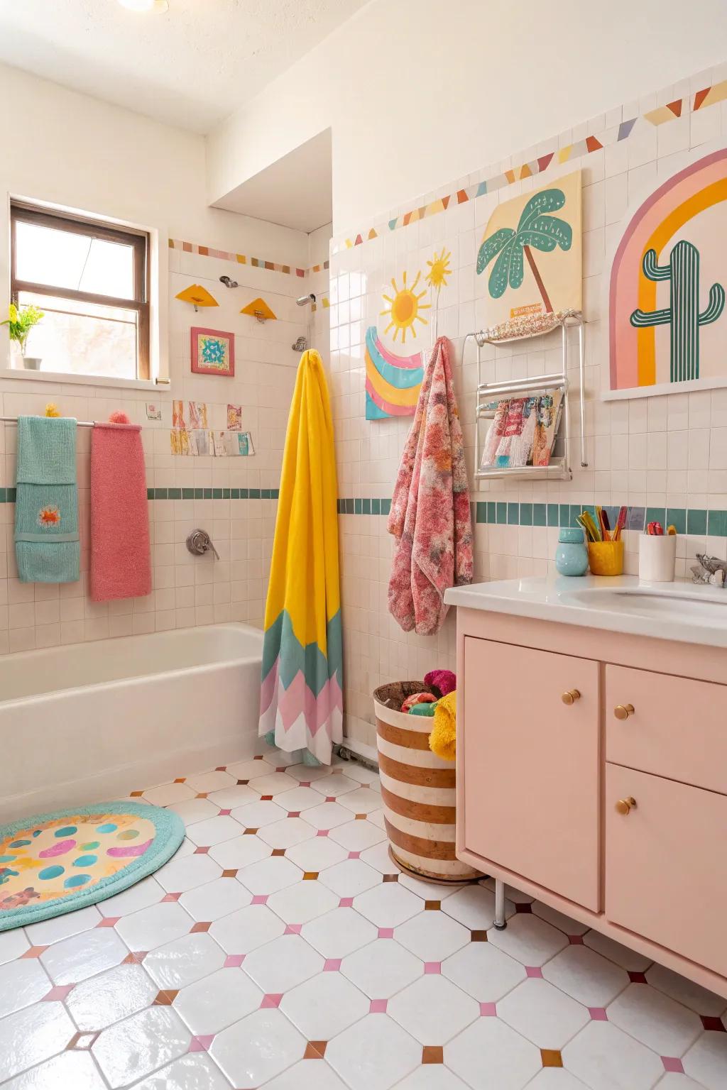 Pastel <strong><em>plastic-based floors</em></strong> brings a lively and cheerful ambiance to this restroom.” loading=”lazy” class=”pimg”>
	</picture><figcaption>Pastel <strong><em>plastic-based floors</em></strong> brings a lively and cheerful ambiance to this restroom.</figcaption></figure>
<p>Include a dash of enjoyable with <strong><em>pastel-colored plastic-based floors</em></strong>. These soft, lively colors can lighten up any restroom area.</p>
<h3>Give these a look:</h3>
<ul class=