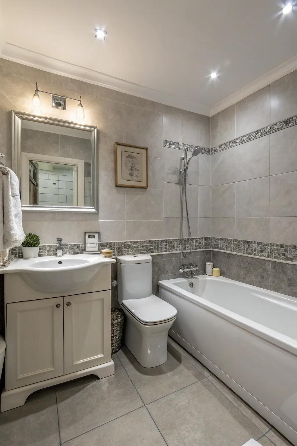 Single-tone schemes provide sleek and cohesive bathroom designs.