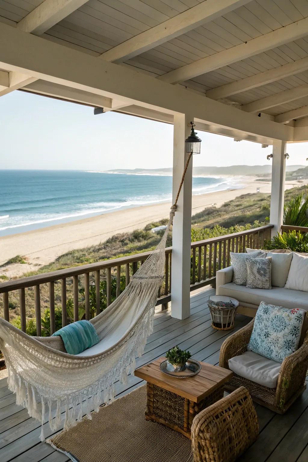 A hammock that invites ultimate relaxation while enjoying the coastal breeze.