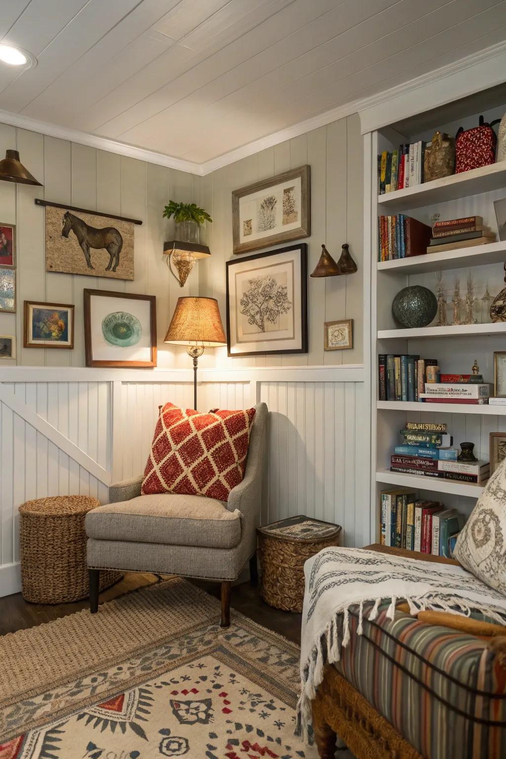 Grooved paneling enhances diverse decor beautifully.