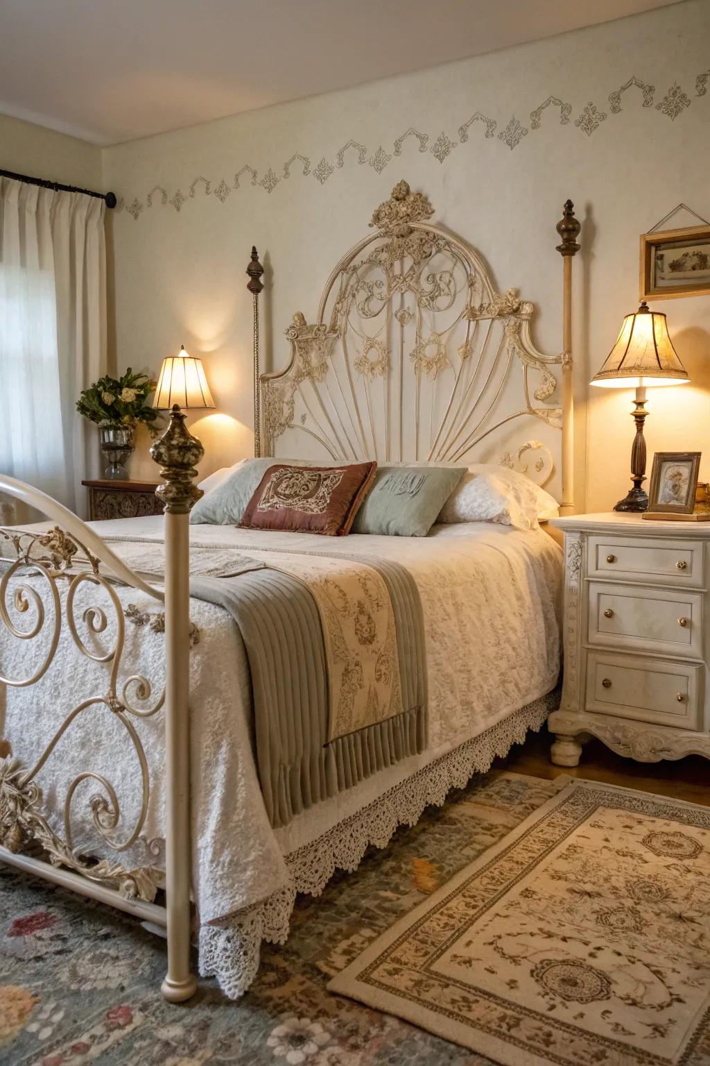 A vintage bed base incorporates a touch of nostalgia and individuality.
