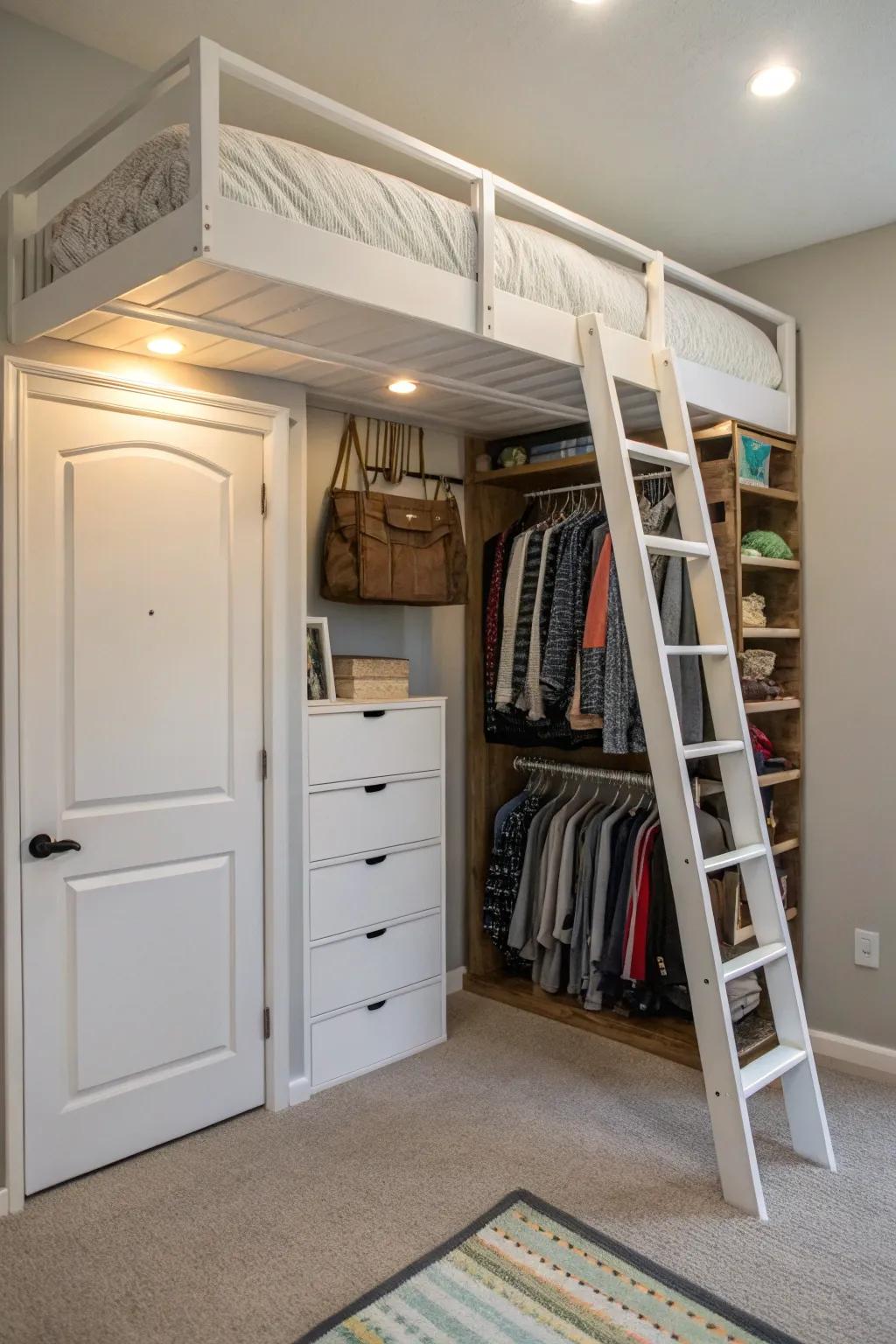 A loft bed turns your closet into a playful and efficient space.