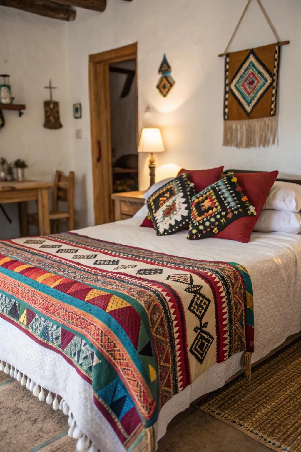 Cultural fabrics contribute global flair and dimension.
