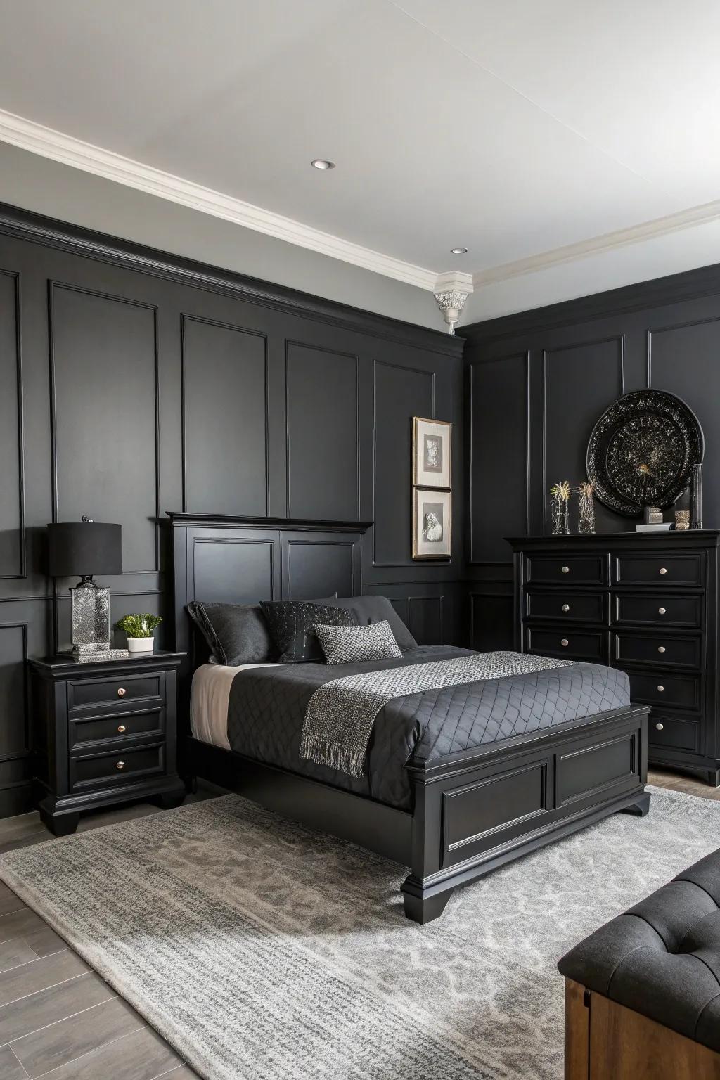 A single-hue scheme, emphasized by dark furniture, boosts depth and a modern edge.