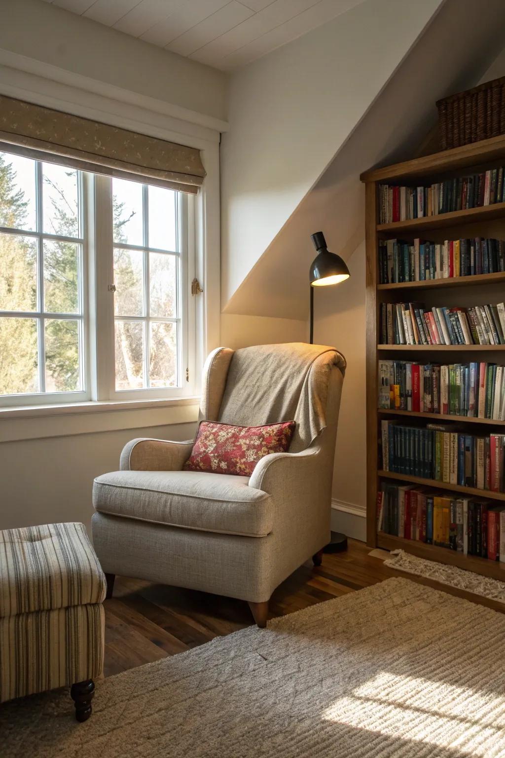 A reading alcove provides a perfect retreat for unwinding and escape.