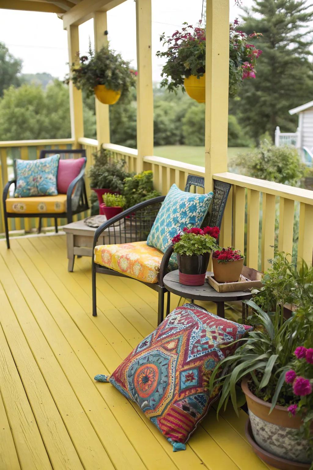 Yellow decks infuse your area with a cheerful and sunny vibe.