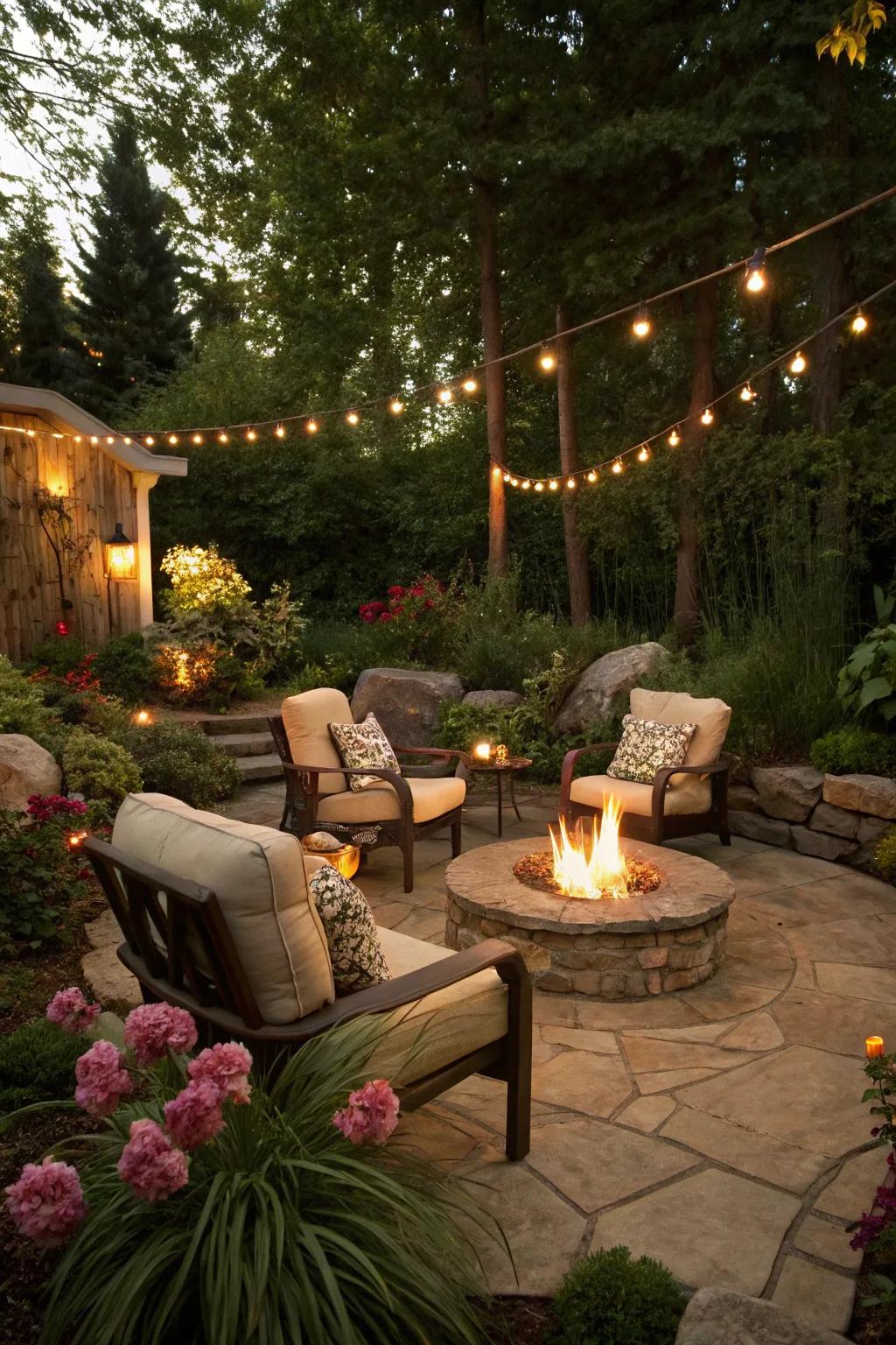 A fire pit transforms your yard into a cozy social hub.