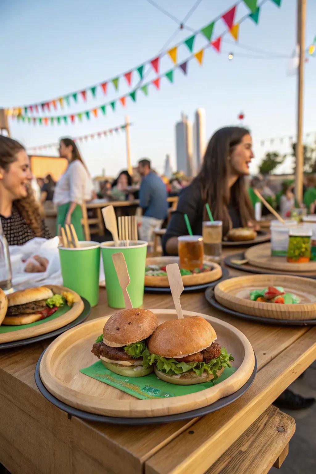 Environmentally friendly serving ware for a lasting party.