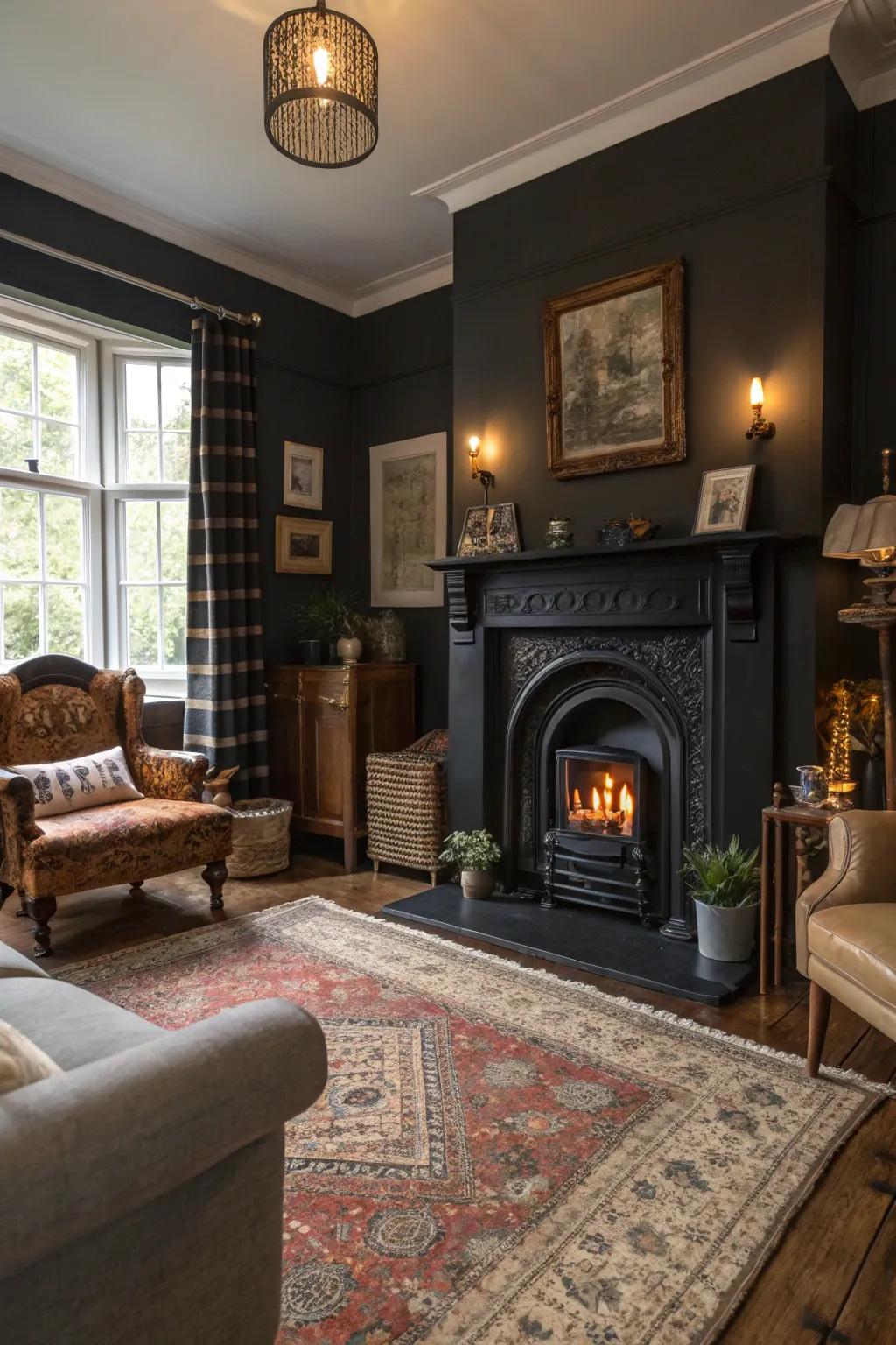 Bring a touch of nostalgia with classic elements and a dark hearth.