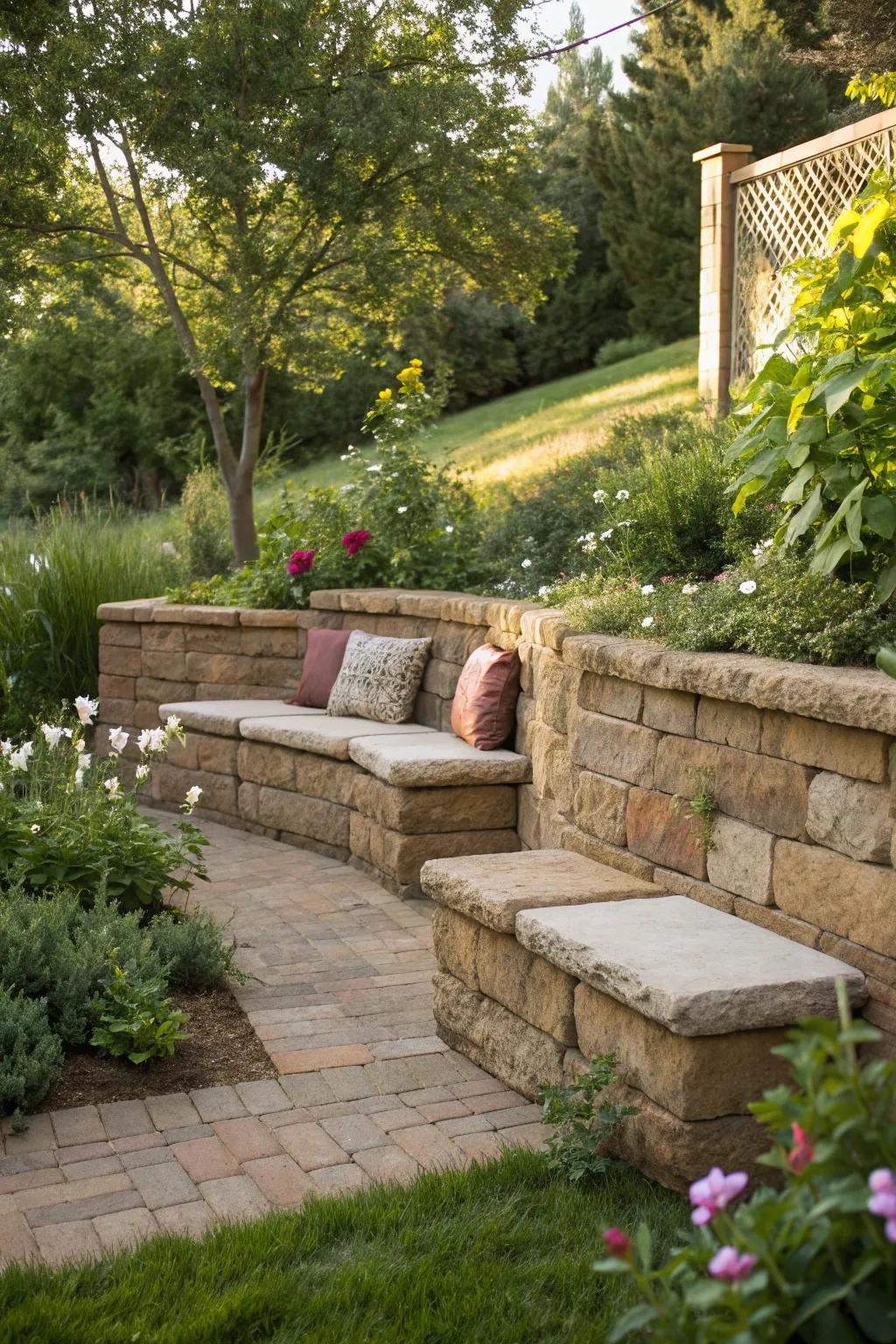 Create a multifunctional area with built-in benches.