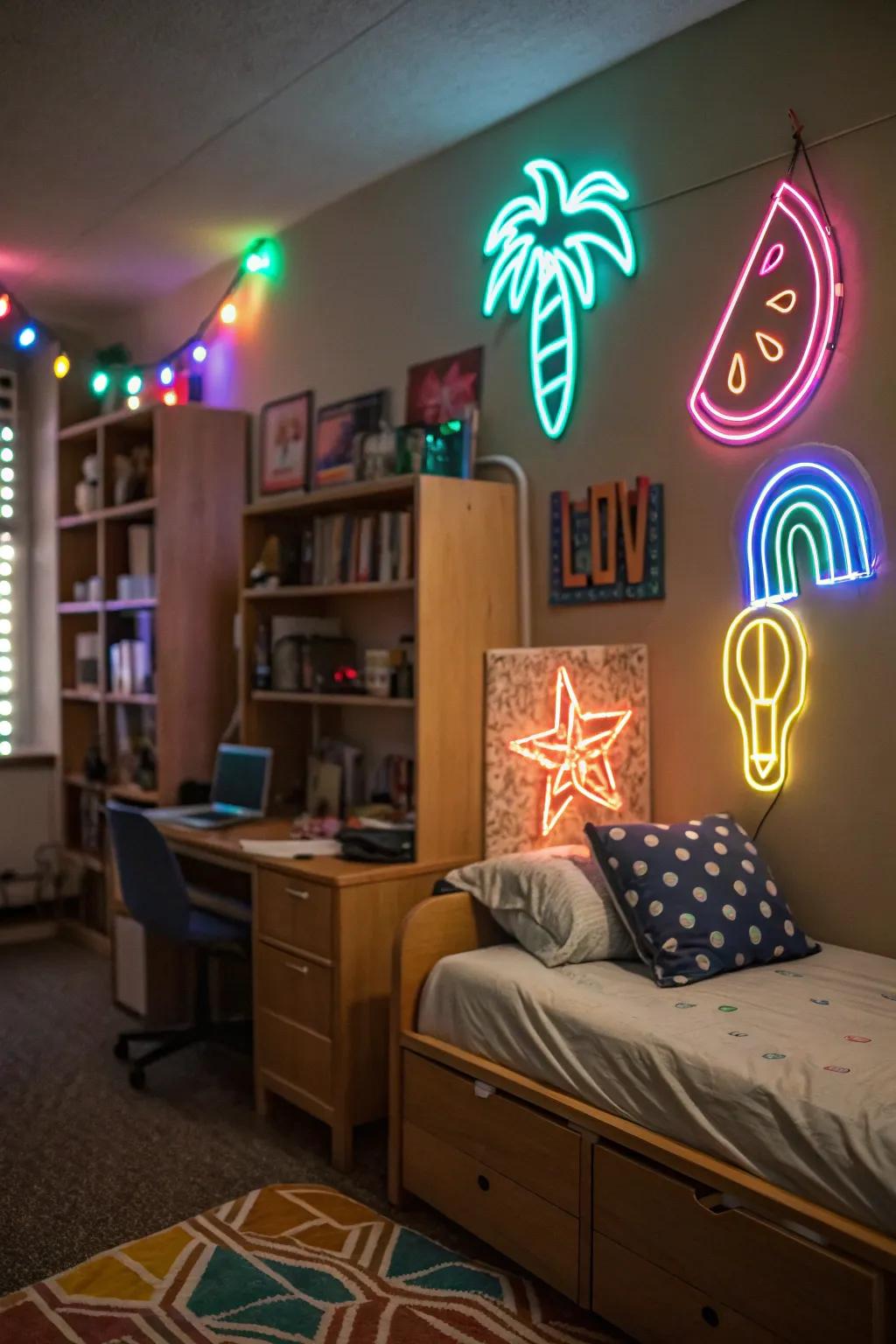 Vibrant accents add a playful twist